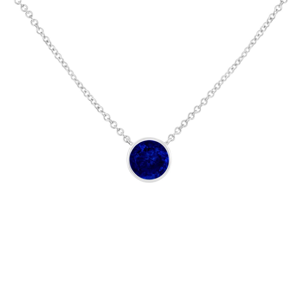 Haus of Brilliance Sterling Silver Blue Sapphire Solitaire Necklace
